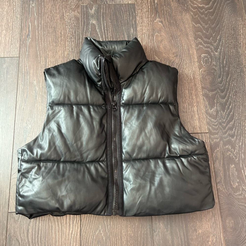 Zara Leather Puffer Vest